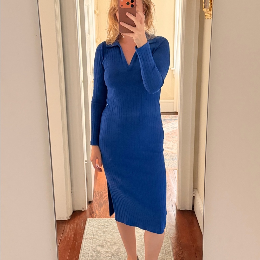 Old Navy Vibrant Blue Long Sleeve Dress